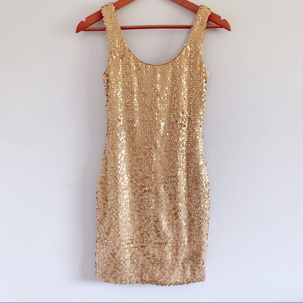 nwot AS U WISH gold dress